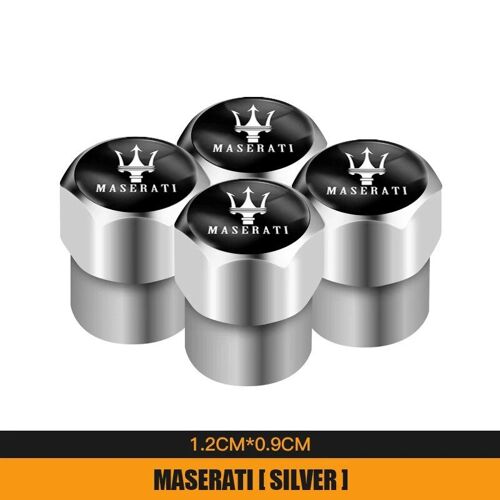 B Maserati Argenté - Bouchons De Tige De Assujetde Roue En Métal, Style De Voiture, Masersaughibmovies Granturismo Quattroporte Droante Coupe, 4 Pièces