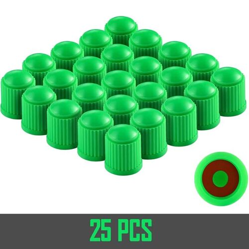 25pcs-Vert - Bouchons De Assujeten Plastique Avec Joint En Caoutchouc O, Couvercles De Tige Universels Pour Voitures, Vélos, Camions Et Hurcycles