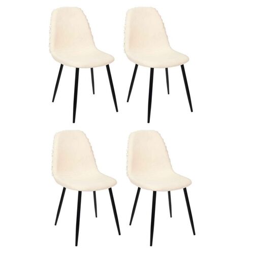 Lot de 4 Chaises Design "Mora" 86cm Beige & Noir
