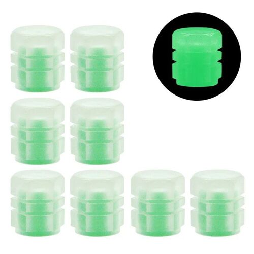 8pcs Vert - Bouchons De Assujetde Voiture Shoous, Couvercles De Tige De Jante, Anti-Poussière, Étanche, Auto, Moto, Vélo, Lueur Dans Le Noir, Nouveau