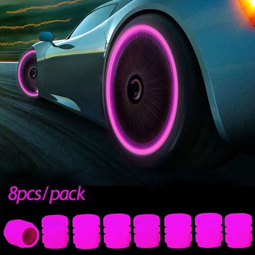 8pcs Rose - Bouchons De Assujetde Voiture Shoous Opathy, Structurels Ents, Brillants La Nuit, Moto, Vélo, Roue De Vélo, Moyeu De Roue, Bouchons De Tige, Décor