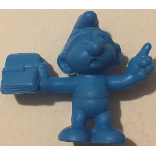 Figurine Schtroumpf Avec Un Livre, Smurfs, Omo 1983, Peyo, Bande Dessinée