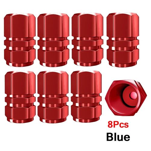 Rouge-8pcs - Capuchons De Valve De Pneu De Voiture En Alliage D'aluminium, Couvre-Pneu De Jante, Capuchon Anti-Poussière Pour Voitures, Motos, Camions, Vélos