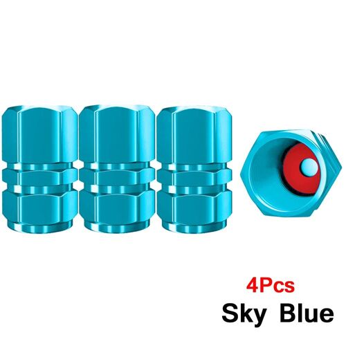 Sky Blue-4pcs - Capuchons De Valve De Pneu De Voiture En Alliage D'aluminium, Couvre-Pneu De Jante, Capuchon Anti-Poussière Pour Voitures, Motos, Camions, Vélos