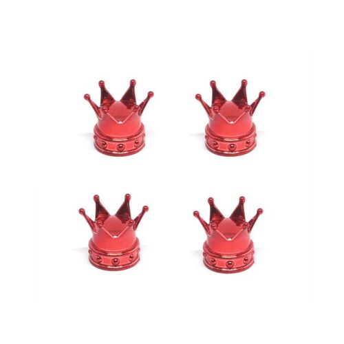 Rouge - Bouchons De Assujetde Roue De Voiture Couronne, Couvercles De Tige De Jante, Antipoussière, Étanche Pour Voiture, Moto, Accessoires Bling, Universel, 4 Pièces