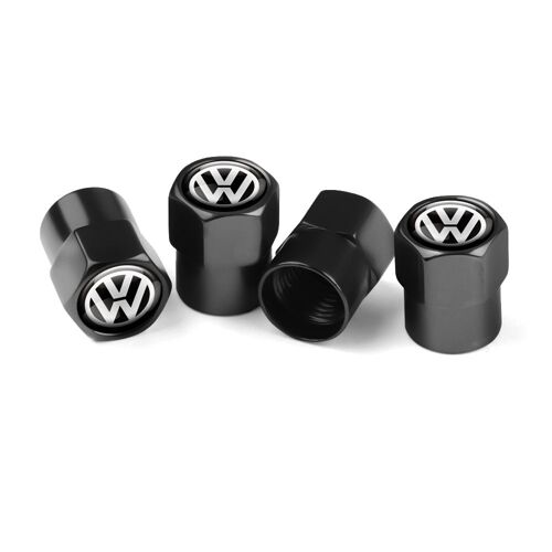 Volkswagen-Black - Bouchons De Assujetd'air De Tige De Roue De Voiture Avec Logo En Métal 3d, Couvercles Anti-Poussière Pour Volkswagen R, Lavida, Golf, Gti, Passat, Touareg, Polo, Tiguan, Style De Voiture