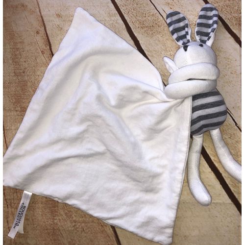 Doudou Lapin Blanc Gris Mouchoir Bouchara Collection Eurodif