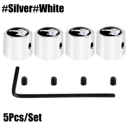 Argent Blanc - Bouchons De Assujetantivol En Alliage De Zinc Pour Voiture, Style Doigt Du Milieu, Pneu De Roue, Tige D'air, Couvercle Hermétique, Style De Voiture, 4 Pièces Par Ensemble