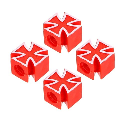 Rouge - Bouchons D'air De Tige De Roue De Voiture, Style De Croix De Moto De Vélo, Couvercles De Bouchon De Assujetd'air D'opathie De Voiture, Style De Voiture Universel, 4 Pièces Par Lot
