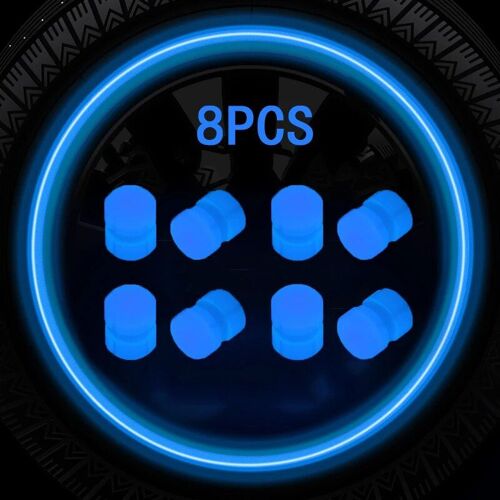Nouveau Bleu 8pcs - Bouchon De Valve De Pneu Lumineux Rose, Couvercle De Valve De Moyeu De Roue De Moto De Voiture, Accessoires De Pneu De Style Automatique