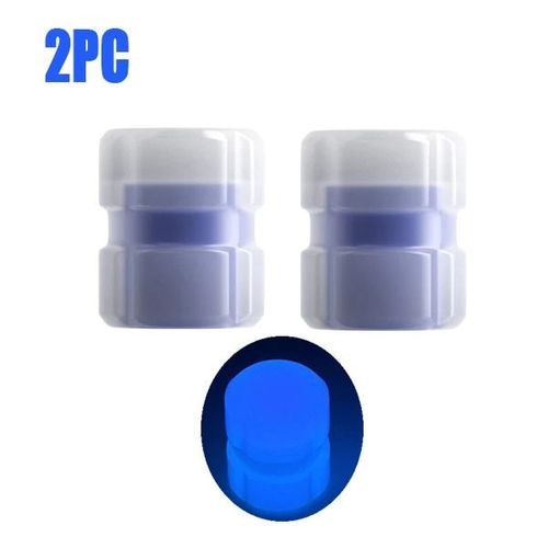 2pc Bleu - Bouchon De Valve De Pneu Lumineux, Bouchons De Roue De Voiture, Fluorescent, Anti-Poussière, Couvre-Pneu Décoratif Pour Accessoires De Moto Et De Vélo