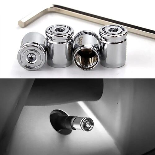 Argent - Bouchon De Valve De Tige De Pneu De Voiture, Bouchons De Valve Antivol Sur Roues D'automobile, Couvercle De Mamelon, Pièces Accessoires