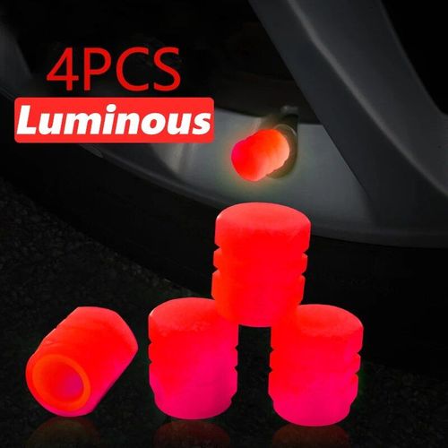 Rouge 4pcs - Bouchon De Valve De Pneu Lumineux Rose, Couvercle De Valve De Moyeu De Roue De Moto De Voiture, Accessoires De Pneu De Style Automatique