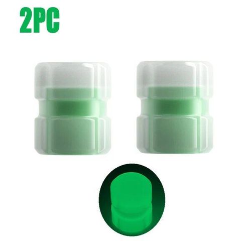 2pc Vert - Bouchon De Valve De Pneu Lumineux, Bouchons De Roue De Voiture, Fluorescent, Anti-Poussière, Couvre-Pneu Décoratif Pour Accessoires De Moto Et De Vélo