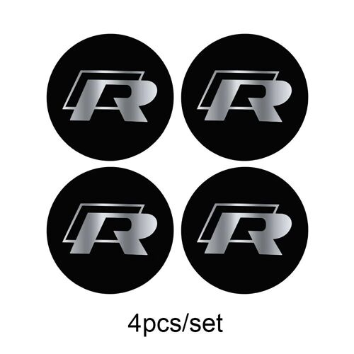 Vw R-Black - Autocollants De Capuchons De Moyeu Central De Roue En Alliage D'aluminium Pour Voiture, Décoration D'opathie Pour Volkswagen Lavida Golf Gti Passat Touareg Polo Tiguan, 4 Pièces