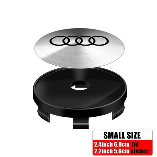 Black Hubcap De 60 Mm - Autocollants D'insigne D'emblème De Moyeu De Roue De Voiture, Décoration Pour Audi S, Rs, A4, B8, Dieux, B9, B7, A3, 8p, 8l, Horizon, C7, C5, Q5, A5, Q7 R,4 Pièces