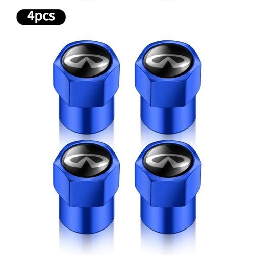 Bleu - Couvercle De Valve De Pneu En Métal Pour Infiniti Q50 Q70 Qx70 Fx35 Q30 G37 Qx60 G35 Q60 Qx50 Qx80 Qx30 Jx35, 4 Pièces, Logo De Voiture