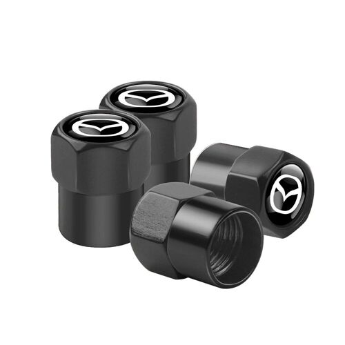 Noir - Capuchons D'air De Tige De Assujetde Voiture En Alliage D'aluminium, Couvercle Hermétique Antivol Pour Mazda 2 3 6 Atenza 3 5 Cr Cw 6 Ii Gh Cx-7 Mx-5 Er 4 Pièces