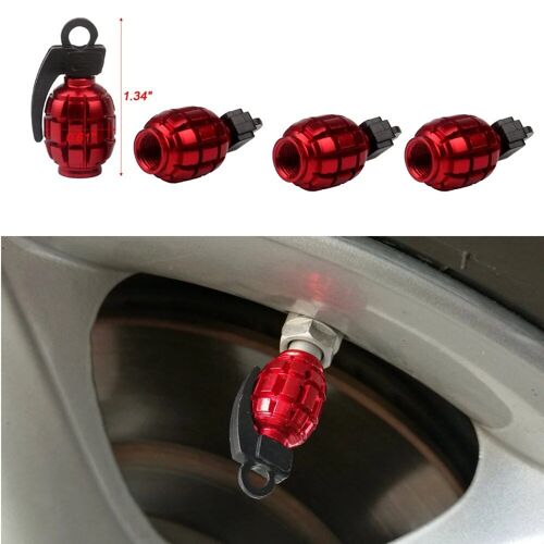 Rouge - 4pcs/Lot New Aluminum Car Tyre Air Valve Caps, Bicycle Tire Valve Cap Car Wheel Styling Tower Shape Universal