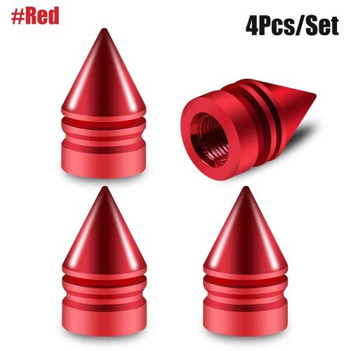 Rouge - 4pcs/Lot New Aluminum Car Tyre Air Valve Caps, Bicycle Tire Valve Cap Car Wheel Styling Tower Shape Universal