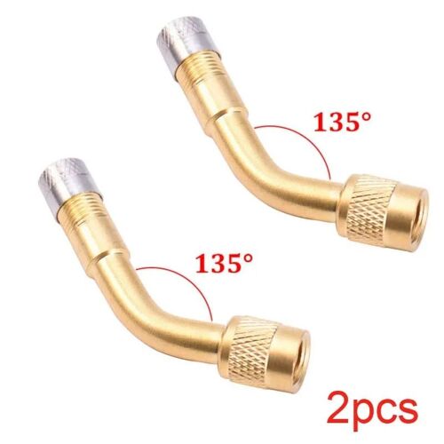 2pcs Golden-135 - Adaptateur De Valve Coudée D'angle Résistant Pour Moto, Tube En Cuivre Et Argent, Extension Pour Camion, Voiture, Moto, Vélo