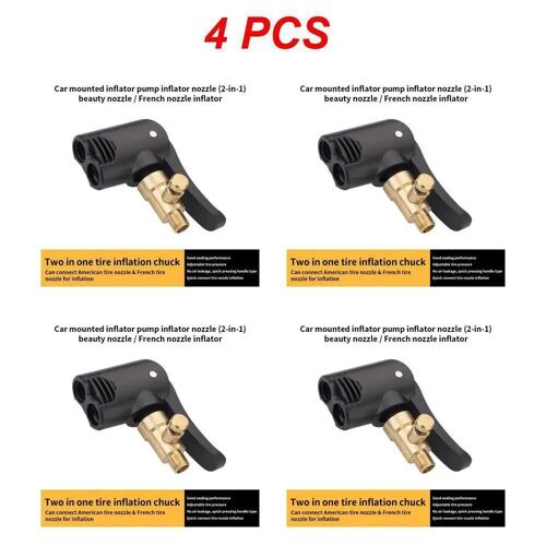 2in1 Dégonflé 4pcs - Adaptateur De Buse De Pompe De Vélo Pour Touristes, Accessoires De Service, Pièces De Pompage De Tête, Assujetschrader Et Presta