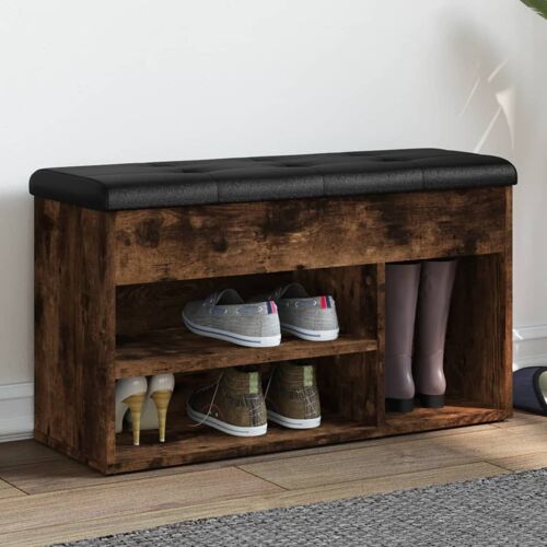 Vidaxl Banc À Chaussures Chêne Fumé 82x32x45,5 Cm Bois D'ingénierie
