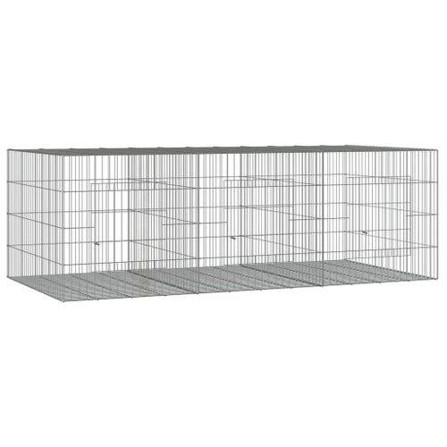 Vidaxl Cage À Lapin 3 Panneaux 163x79x54 Cm Fer Galvanisé