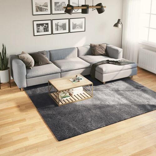 Vidaxl Tapis Huarte À Poils Courts Doux Lavable Anthracite 240x240 Cm