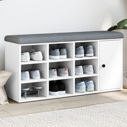 vidaXL Banc à chaussures blanc 102x32x50 cm bois d'ingénierie