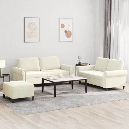 vidaXL Ensemble de canapés 3 pcs avec coussins Crème Velours