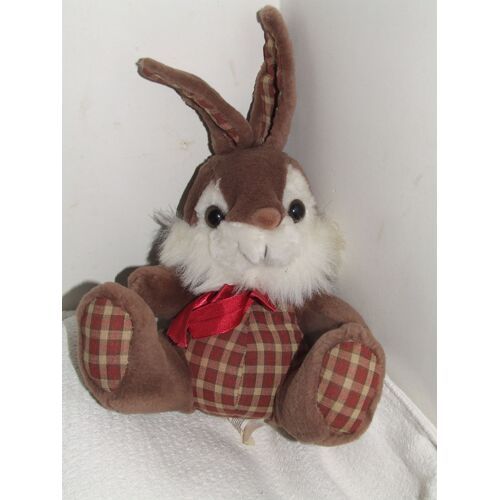 Lapin Jours Heureux Doudou Marron Blanc Carreaux