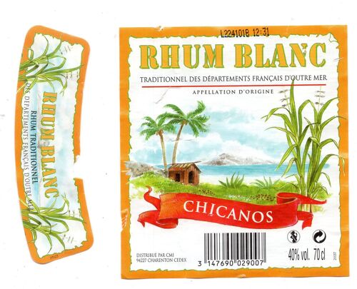 Etiquette De Rhum Blanc Chicanos 40°