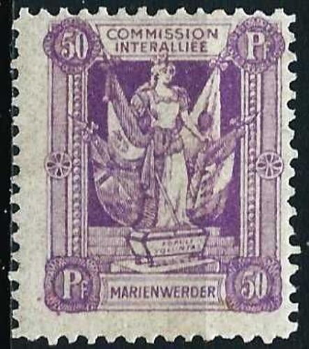 Pologne 1920, Région De Marienwerder Sous Administration De La Commission Interalliée, Beau Timbre Yvert 18, Allégorie Volonté Du Peuple - Populi Voluntas, 50pf. Violet, Neuf* -