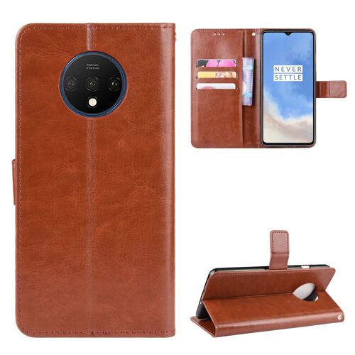 Coque OnePlus 7T,Etui pour OnePlus 7T,Coque en cuir pour OnePlus 7T,Convient a Etui la OnePlus 7T,Marron