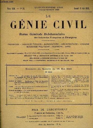 Le Génie Civil Tome Xciv N° 21 - Chimie Industrielle : Les Nouvelles Batteries De Fours A Coke De La Compagni Des Mines De Béthune Par A. Grebel. Résistance Des Matériaux : Contribution A L Étude Des(...)