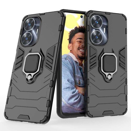 Coque pour Realme C55 - housse etui rigide anti choc + verre trempe - NOIR