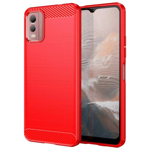 Coque pour Nokia C32 - housse etui silicone gel carbone + film ecran - ROUGE