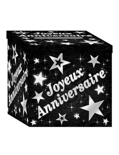 Urne En Carton Joyeux Anniversaire Blanc Et Argenté