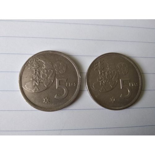 Lot De 2 Pièces De 5 Pesetas Coupe Du Monde De Football 1982
