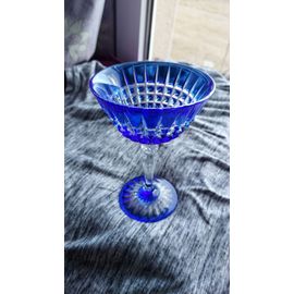 Coupe Champagne Cristal D'arques Durand Pavane - Bleue Saphir. 14 Cm De Haut, 9.5 Cm De Diamètre