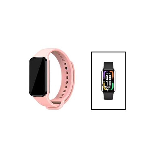 kit Bracelet SmoothSilicone Avec Boucle + Film de Hydrogel pour Xiaomi Redmi Smart Band 2 - Rose