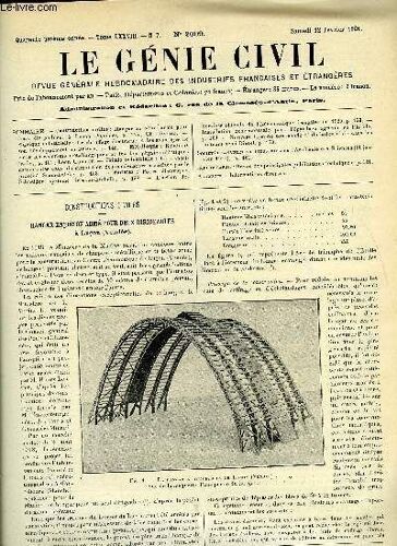 Le Génie Civil Tome Lxxviii N° 7 - Constructions Civiles : Hangar En Béton Armé Pour Deux Dirigeables A Luçon Par Ch. Dantin. Physique Industrielle : Le Chauffage Électrique Et Les Avantages De Son(...)