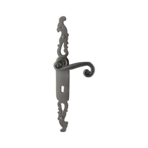 Poignées de porte fer forgé COQ vieil argent 330X36 mm Trou de clé L