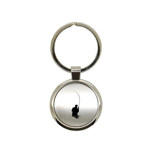 Porte clé en métal alu brossé gravure laser Pêcheur