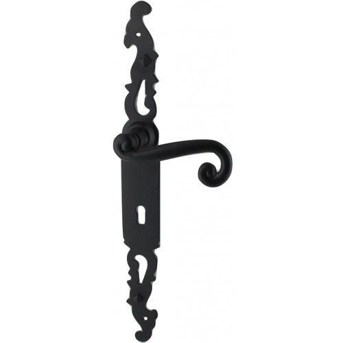 Poignées de porte fer forgé COQ noir 330X36 mm à condamnation