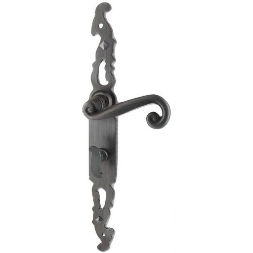 Poignées de porte fer forgé COQ vieil argent 330X36 mm à condamnation