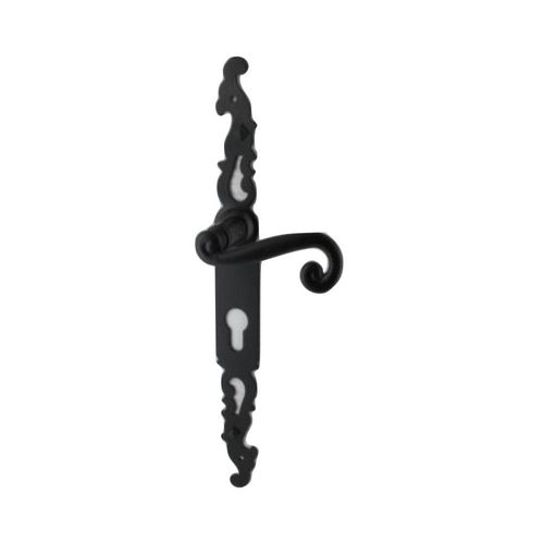 Poignées de porte fer forgé COQ vieil argent saillie rehaussée Trou de cylindre i 330X36 mm