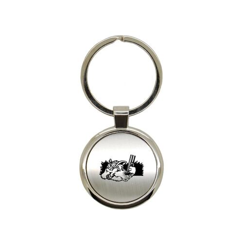Porte clé en métal alu brossé gravure laser Chien chasseur