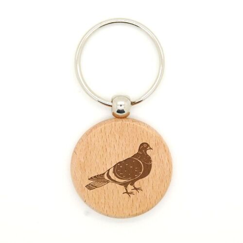 Porte clé en bois gravure laser Pigeon